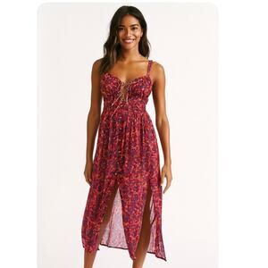 Intimately Free People Dance With Me Sheer Floral Maxi Dress In Pink